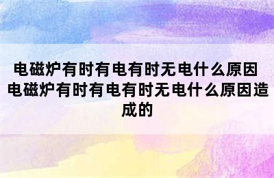 电磁炉有时有电有时无电什么原因 电磁炉有时有电有时无电什么原因造成的